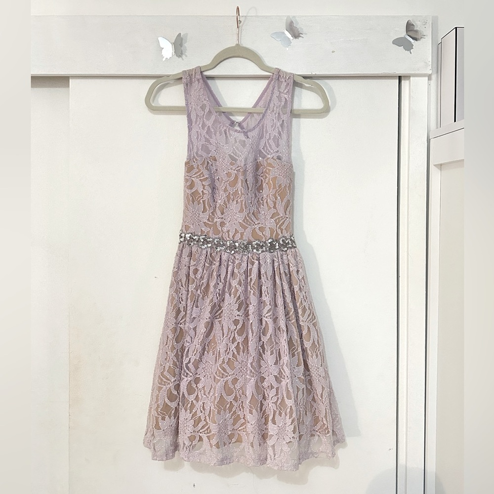 Light purple sparkly prom dress